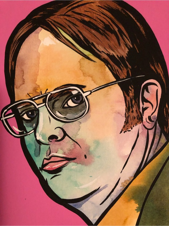 TurdDemon Other - Zombie dwight the office original painting 5x7 pop artist turddemon